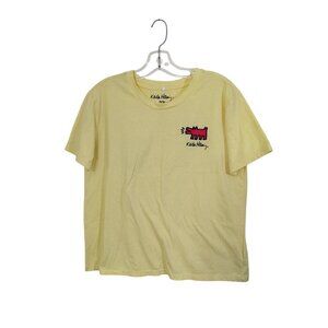 Keith Haring T Shirt Mens Medium Butter Yellow Tee Short Sleeve Crewneck Logo